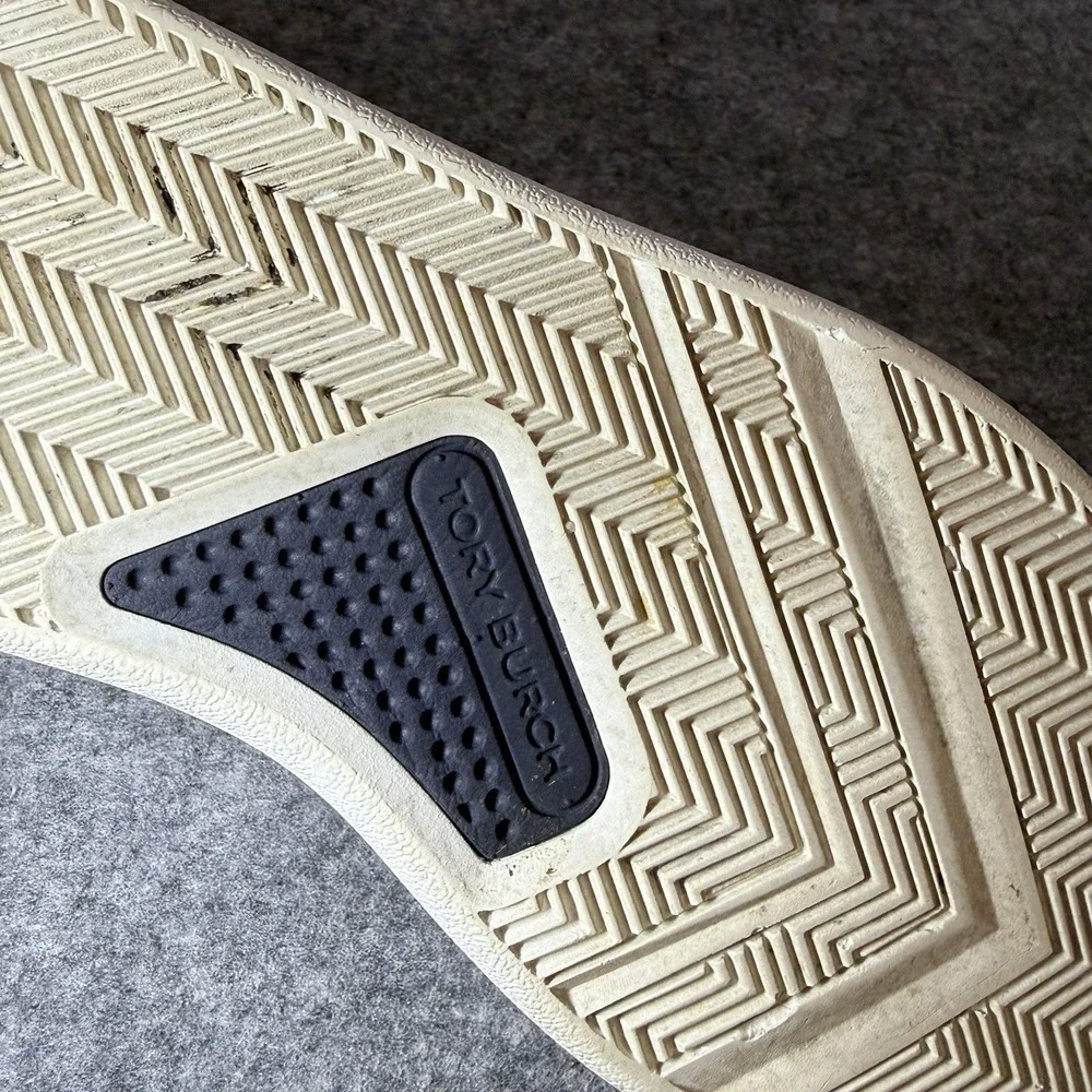 Tory Burch Women 5.5 Howell Sneaker Titanium White Warm Roccia Snake Embossed
